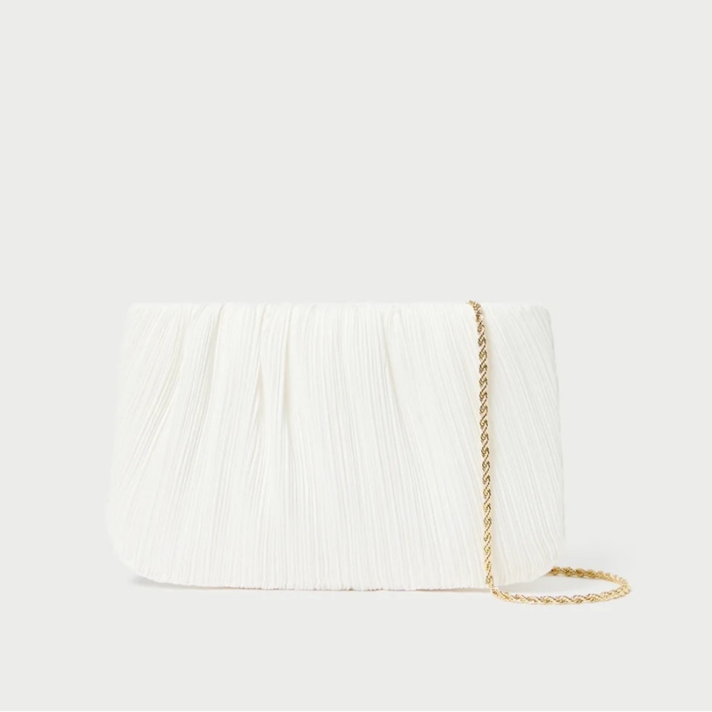 Loeffler Randall Brit White Flat Pleated Clutch